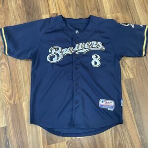 Ryan Braun #8 Milwaukee Brewers Majestic Authentic On-Field Alt Jersey 48/XL